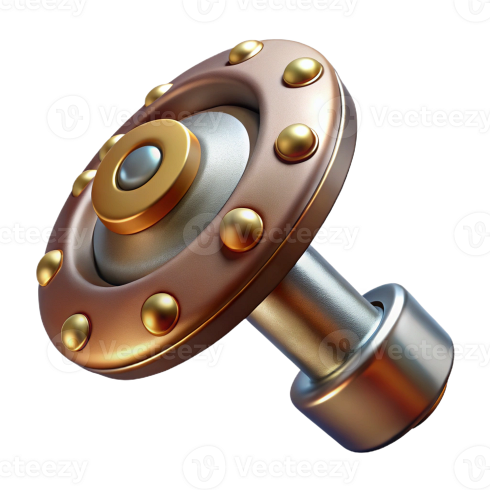 elegant traditional Steampunk rivet with a rounded head and a metallic shaft 4K png