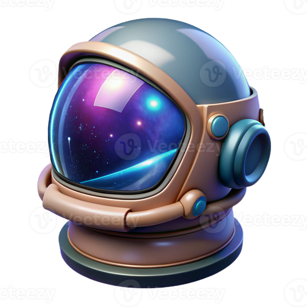 beautiful creative A futuristic astronaut helmet reflecting a distant nebula, cosmic lighting, photorealistic style detailed png