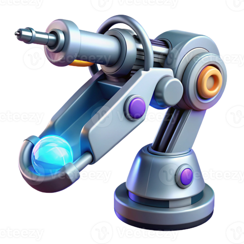 impressive modern Robotic arm holding a futuristic weapon genuine png