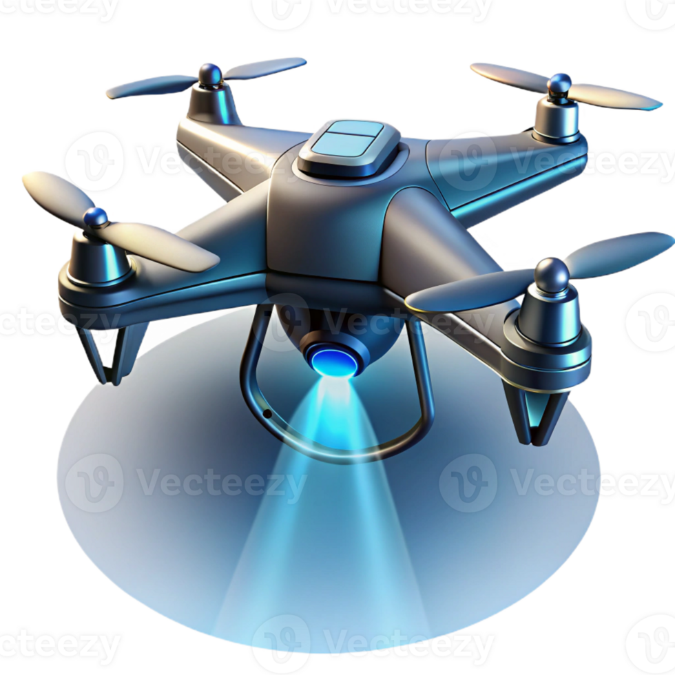 impressive classic A futuristic drone with sleek, aerodynamic lines, illuminated by a spotlight from below, in a cinematic style genuine png