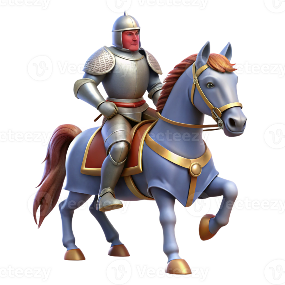 beautiful modern A lone knight in shining armor, riding a valiant steed, through a misty forest, lit by shafts of sunlight. Pre-Raphaelite style detailed png