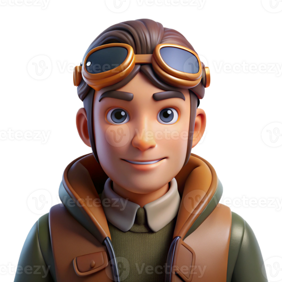 extraordinary minimalist Portrait of a skilled pilot with an aviator jacket and a focused expression, illuminated by the bright cockpit lights, in a realistic, aviation-themed style 4K png