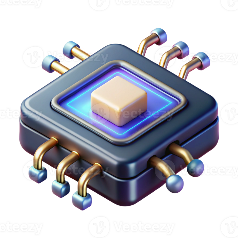 beautiful abstract Futuristic data chip, glowing circuits, metallic contacts authentic png