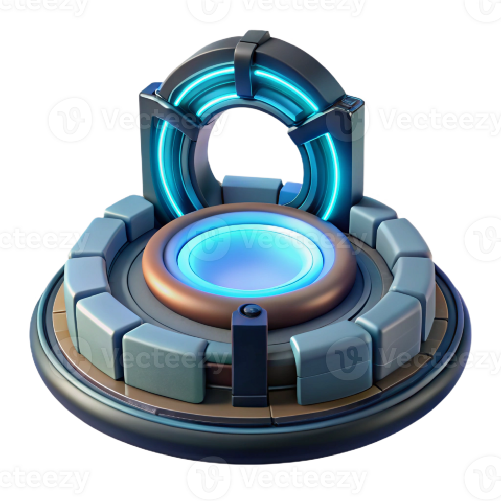 magnificent modern Teleportation device, glowing portal, futuristic design genuine png