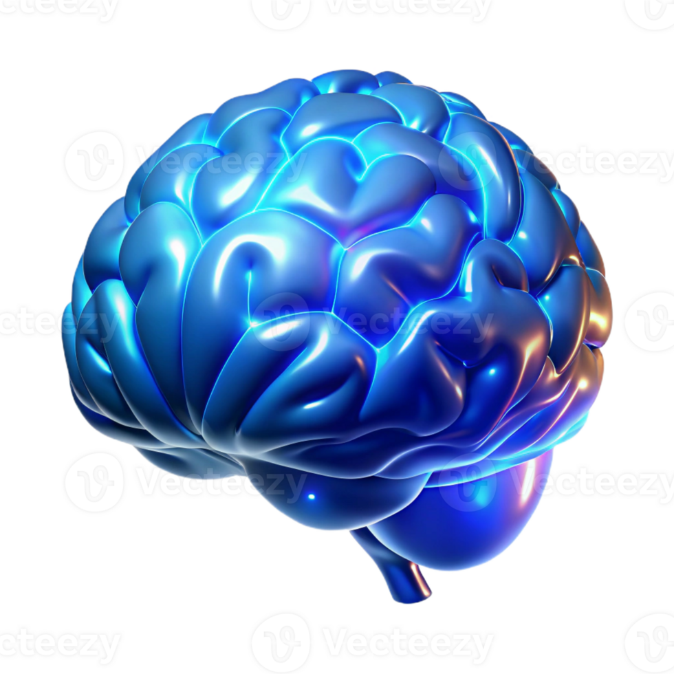 wonderful traditional A holographic projection of a human brain, intricately detailed with neural pathways illuminated by pulsating blue light, rendered in a hyperrealistic style detailed png