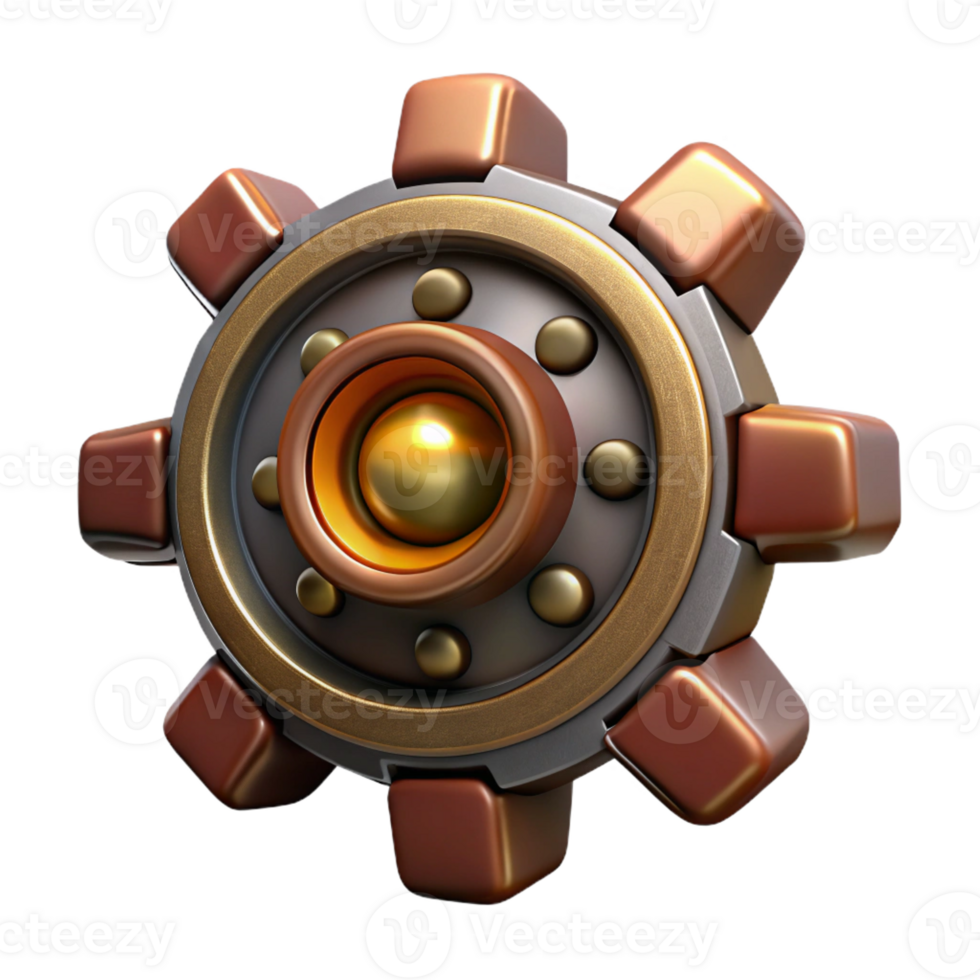 stunning minimalist Steampunk gear with intricate teeth and a central hub authentic png