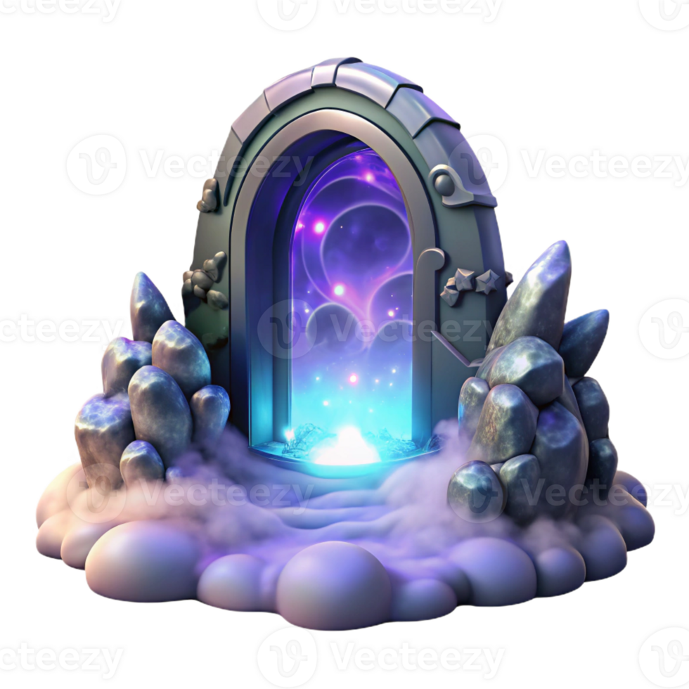 beautiful artistic A mystical portal shimmering with iridescent light, leading to an unknown world, surrounded by swirling mist. Surreal style premium png