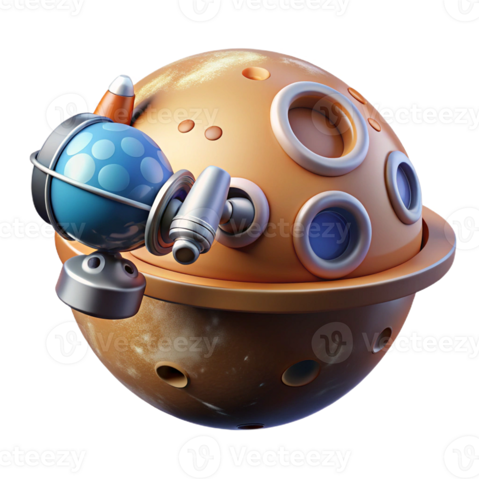 magnificent minimalist Space probe exploring another planet detailed png