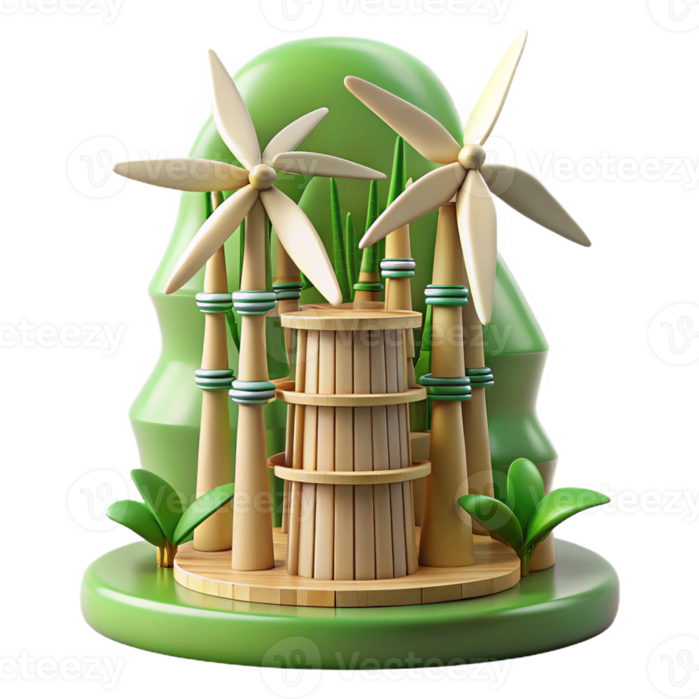 serene artistic Bamboo skyscraper with wind turbines integrated into the design, soft natural lighting, eco-futuristic style professional png