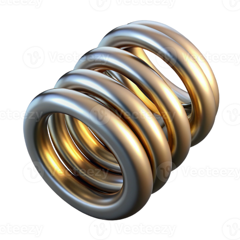 beautiful minimalist Steampunk spring with tightly wound coils and a metallic finish high quality png