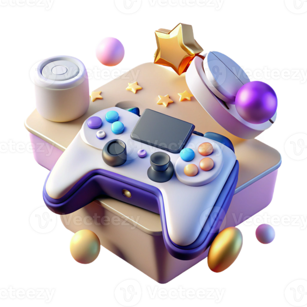 beautiful creative Gaming Console with Controllers Setup Transparent for Multiplayer Gaming genuine png