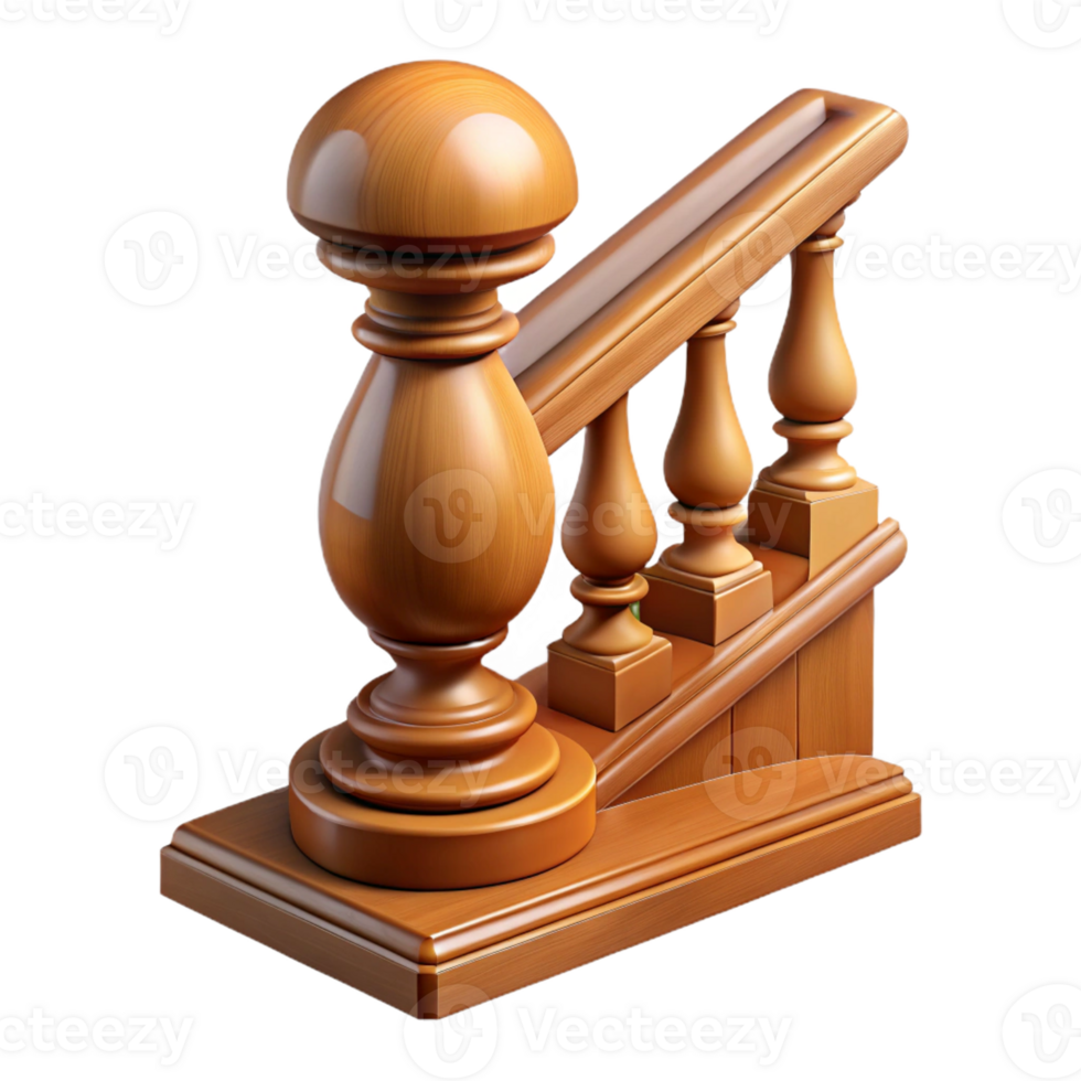 beautiful rustic Baluster, turned wood, staircase premium png