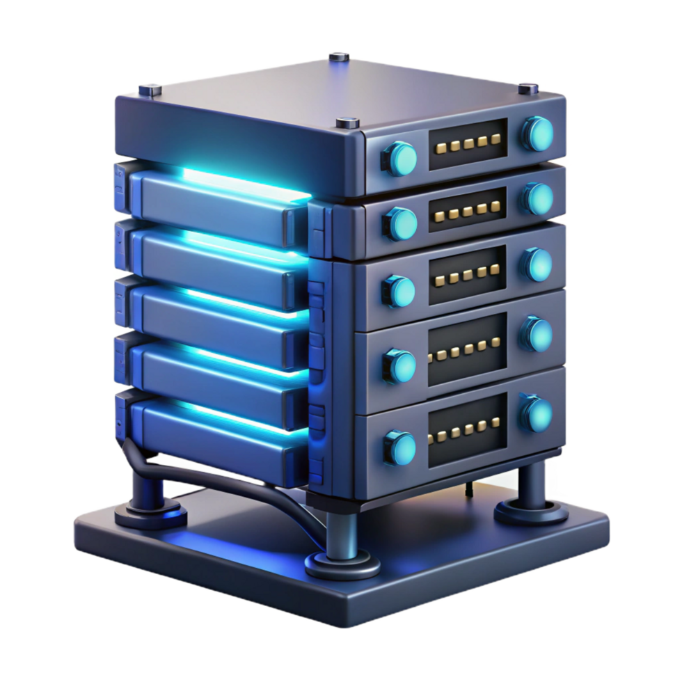 serene rustic A server rack with glowing LEDs and intricate cabling, dark and moody lighting, industrial style authentic png