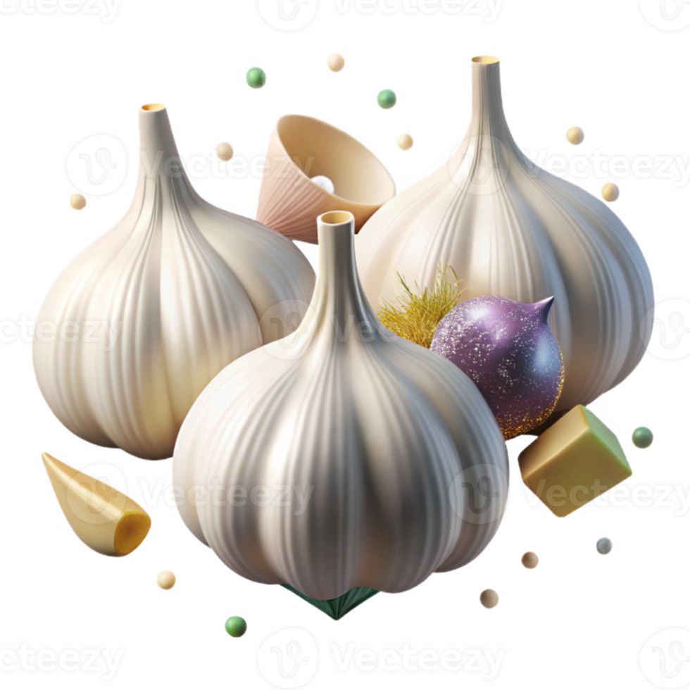 elegant vintage Garlic Cloves Fresh Ingredient Transparent Recipe Website png
