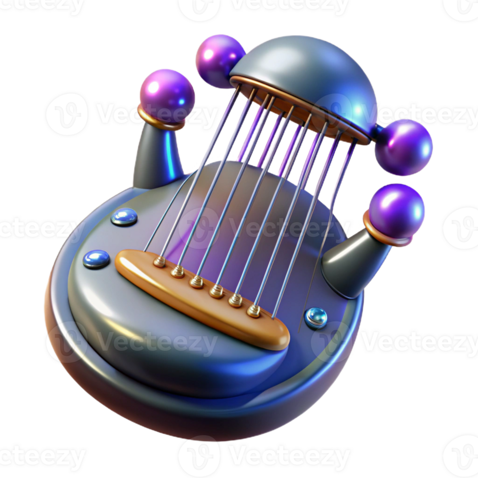 extraordinary creative Alien musical instrument with shimmering strings original png