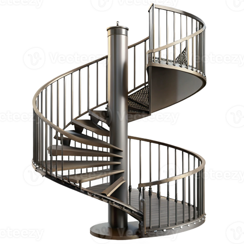 elegant modern Spiral staircase, wrought iron, authentic png