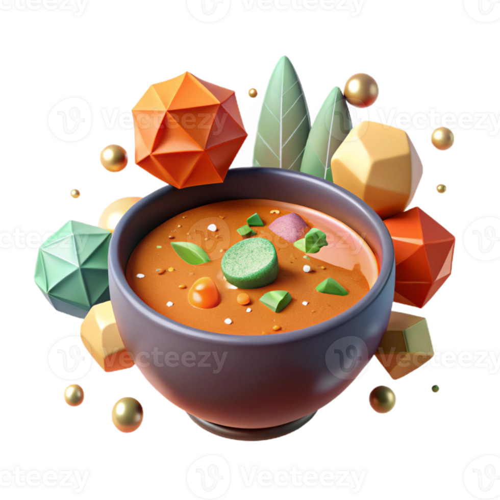 elegant creative Gazpacho Soup Cutout for Spanish Food Menu premium png