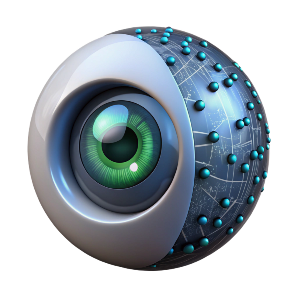 magnificent modern A single human eye reflecting a complex network of binary code, dramatic chiaroscuro lighting, digital art style high resolution png