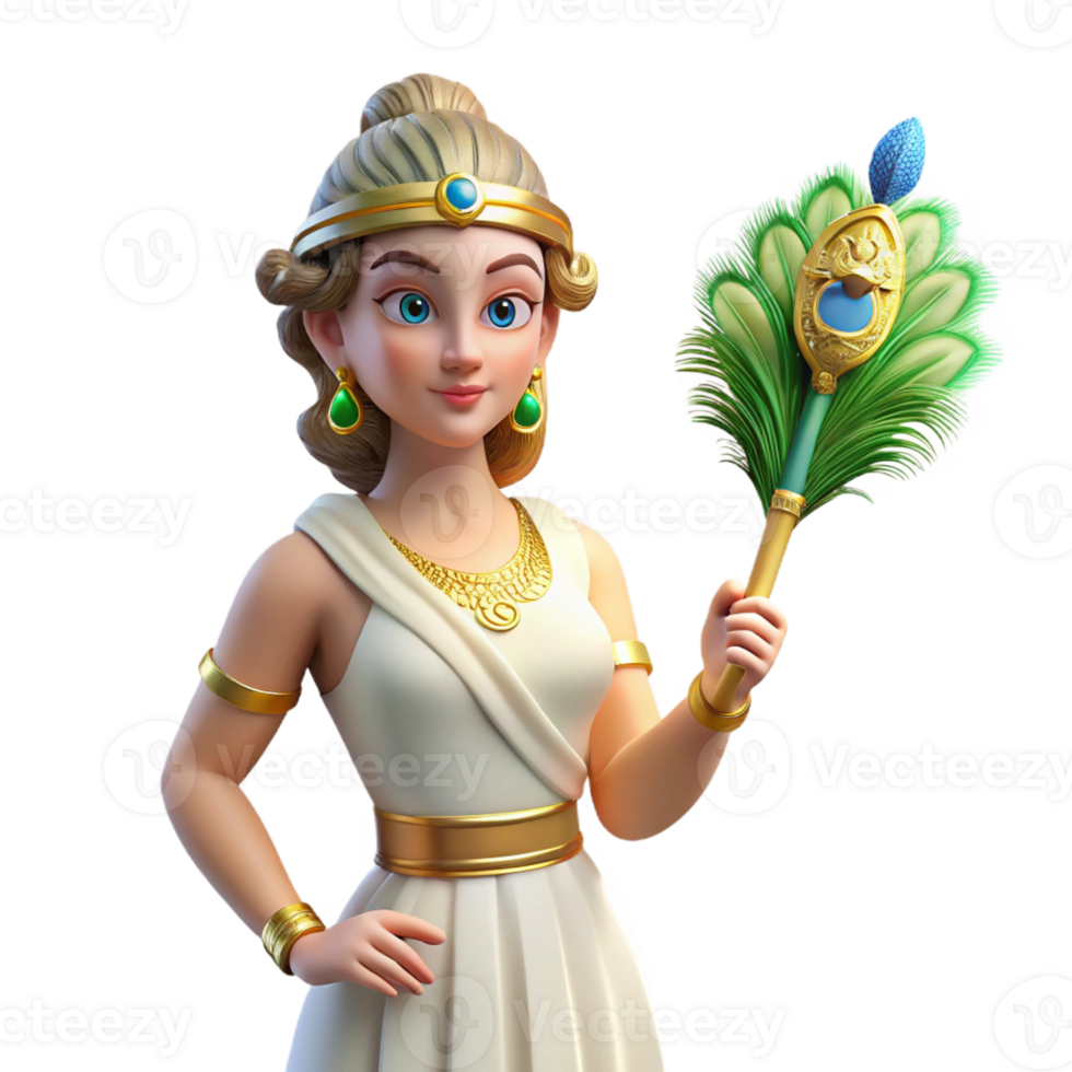 stunning creative Hera, Goddess of Marriage, with a peacock feather professional png