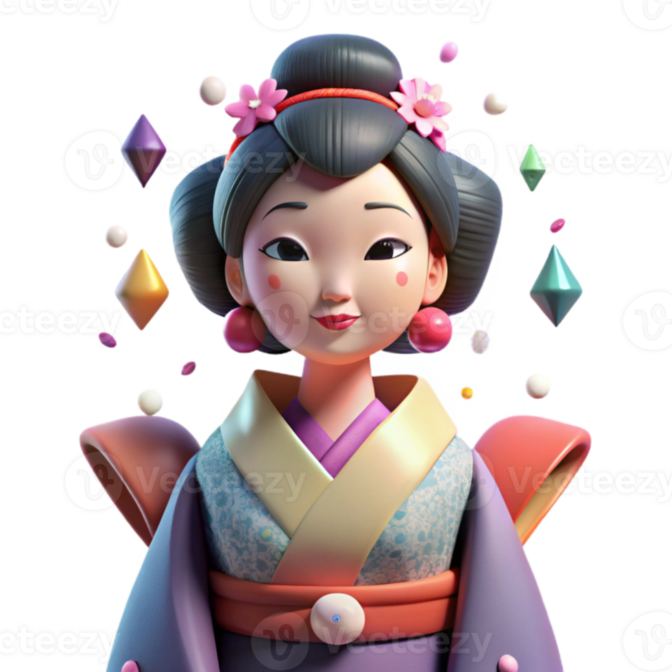 dramatic classic Geisha Traditional Japanese Art Isolated high resolution png