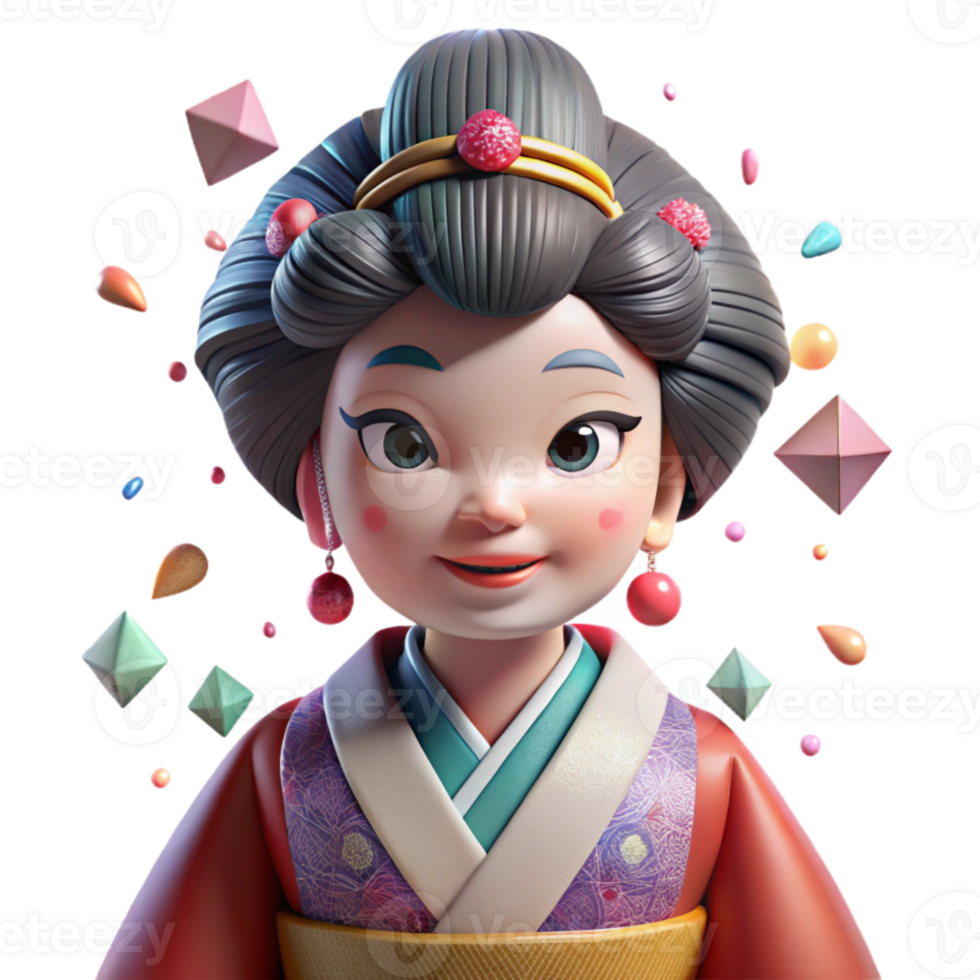 beautiful abstract Geisha Traditional Japanese Art Isolated high quality png