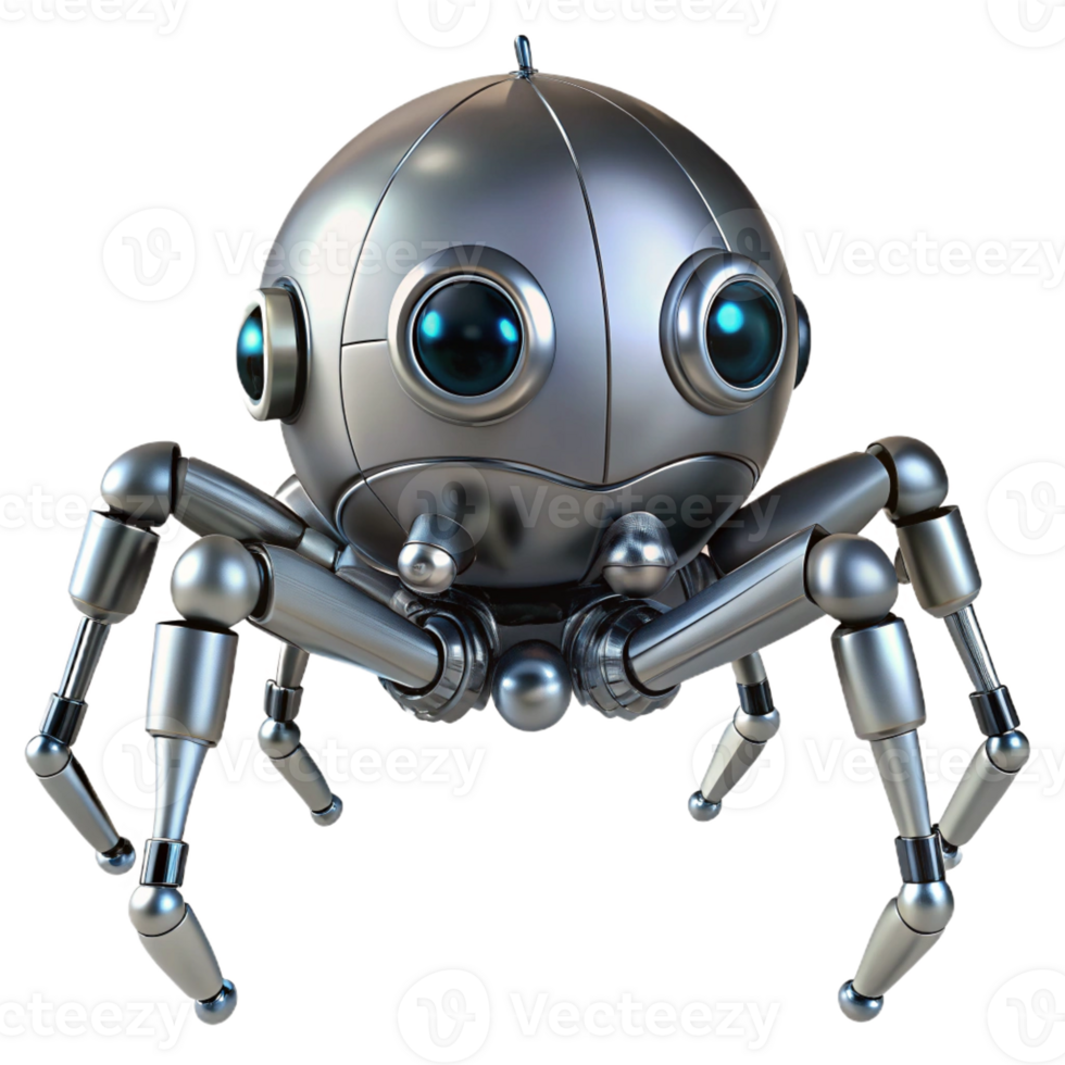 beautiful classic Robotic spider, metallic legs, multiple eyes 4K png