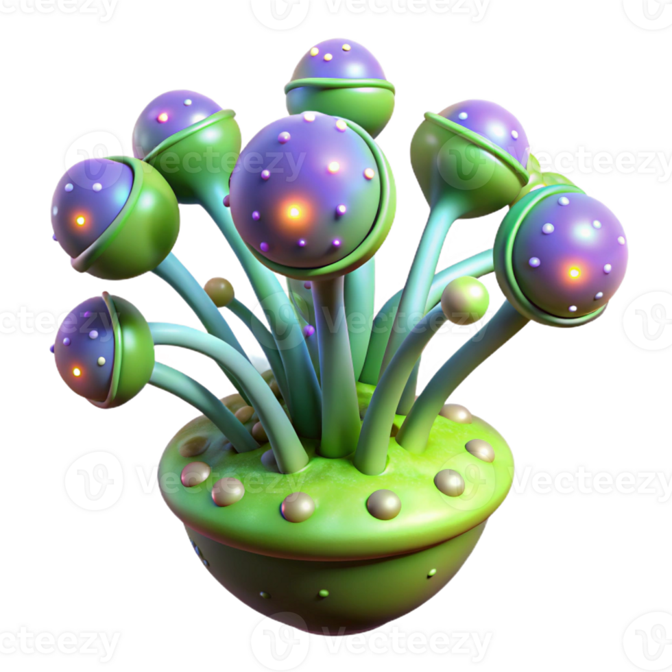 extraordinary artistic Bioengineered alien plant with luminous spores professional png