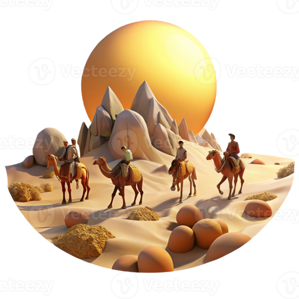 elegant modern A group of nomadic centaurs traversing a vast desert landscape, under a scorching sun. Western style high quality png