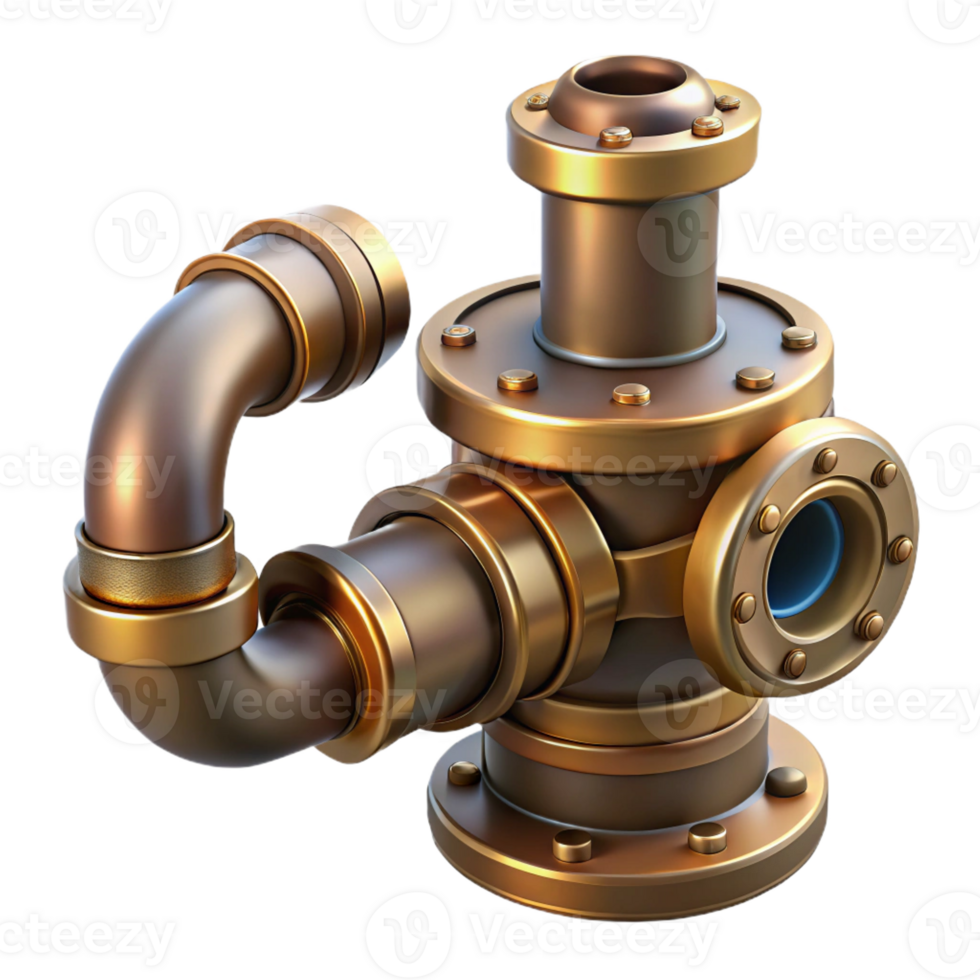 impressive abstract Steampunk pipe with brass fittings and a steam vent exclusive png