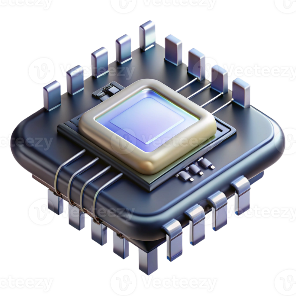 impressive contemporary A close-up of a microchip's surface, revealing intricate circuitry and transistors, illuminated by an electron microscope, in a scientific style detailed png