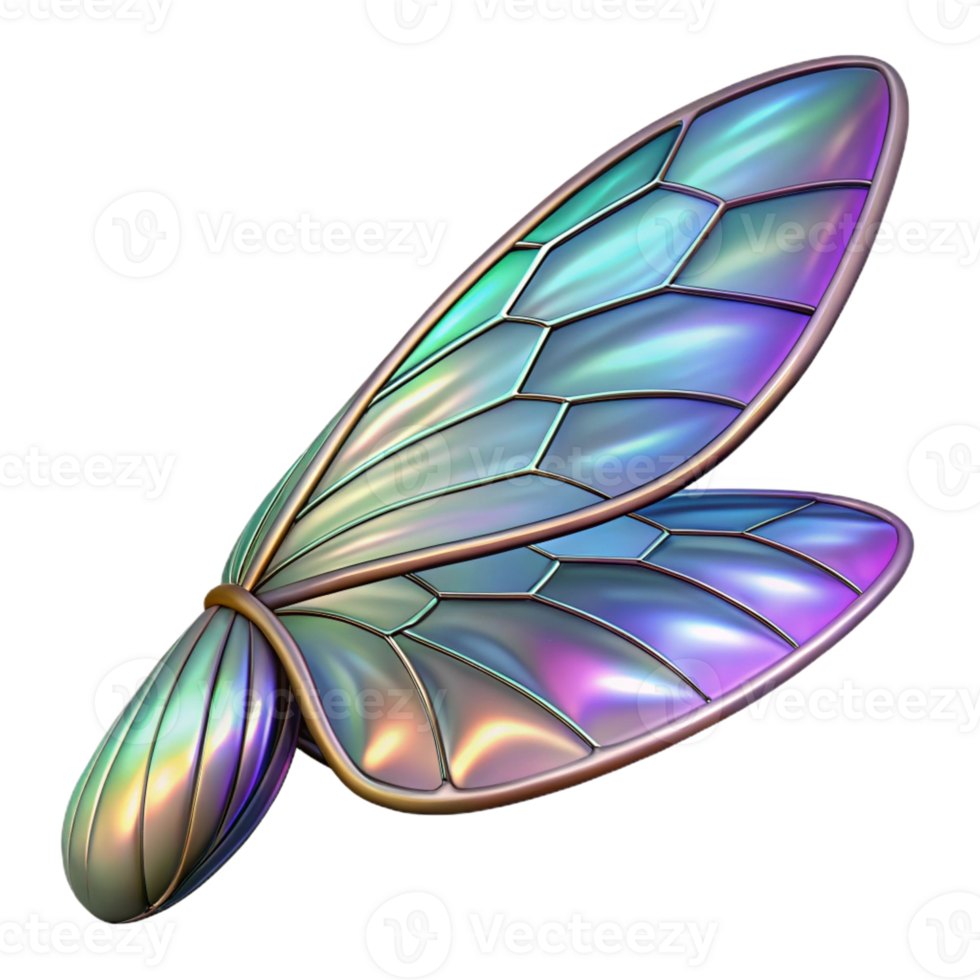 dramatic rustic Alien insect wing with iridescent scales exclusive png