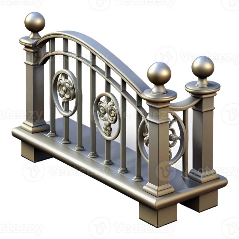 dramatic artistic Bridge railing, metal, ornate, high resolution png