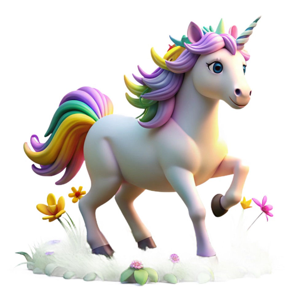 beautiful abstract A majestic unicorn with a rainbow mane and tail, galloping across a field of wildflowers, bathed in the warm glow of a setting sun. Dreamlike, ethereal style 4K png