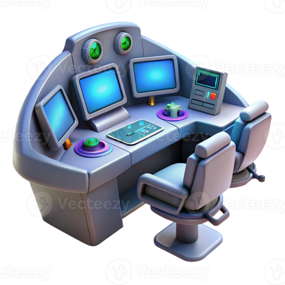 wonderful abstract Spaceship cockpit with multiple screens detailed png