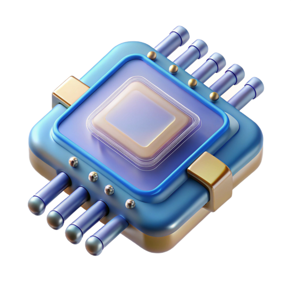 serene vintage Futuristic data chip with complex circuitry authentic png