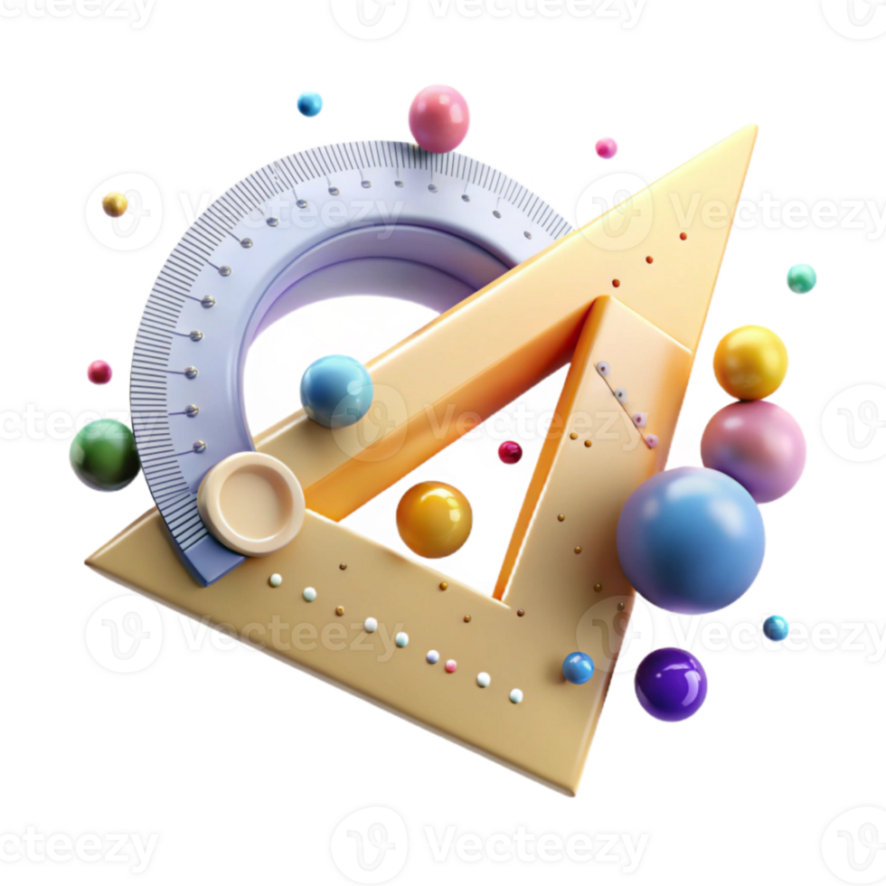 vibrant traditional Geometric Protractor Angle Measurement Cutout for Math Class png