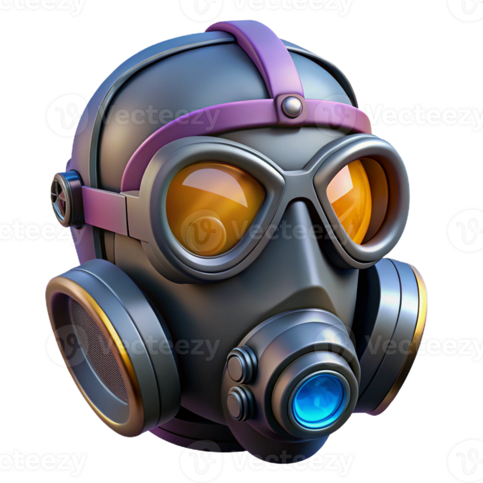 extraordinary artistic Cyberpunk gas mask, filtered lenses, respirator high quality png