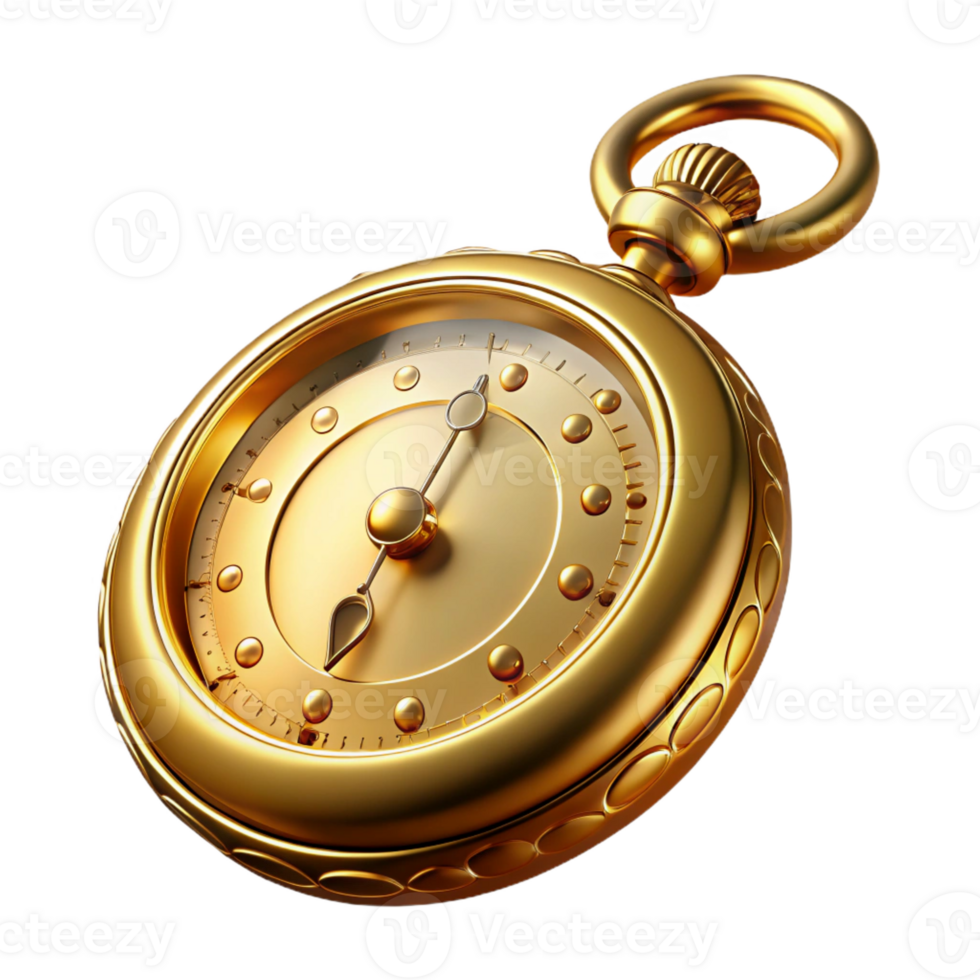 extraordinary minimalist Antique pocket watch, gold, intricate details, authentic png