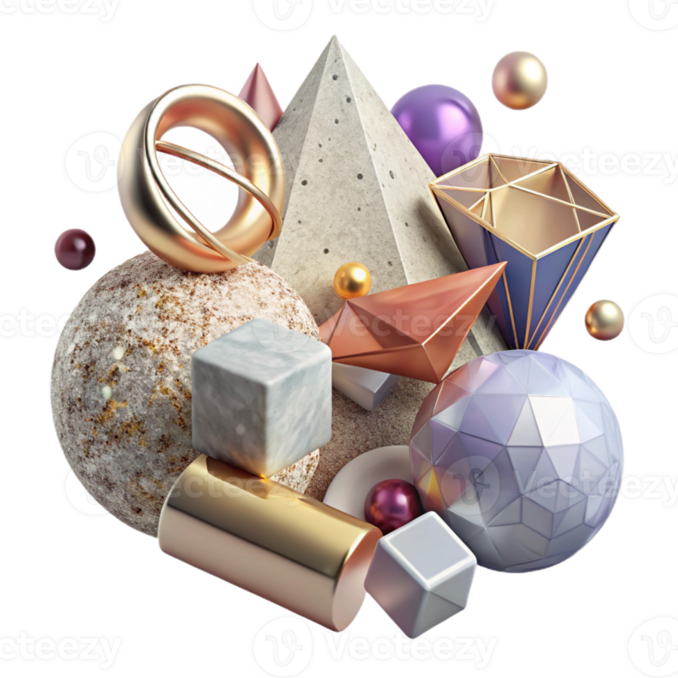 beautiful artistic Geometric Shape Collection Transparent Background for Design authentic png
