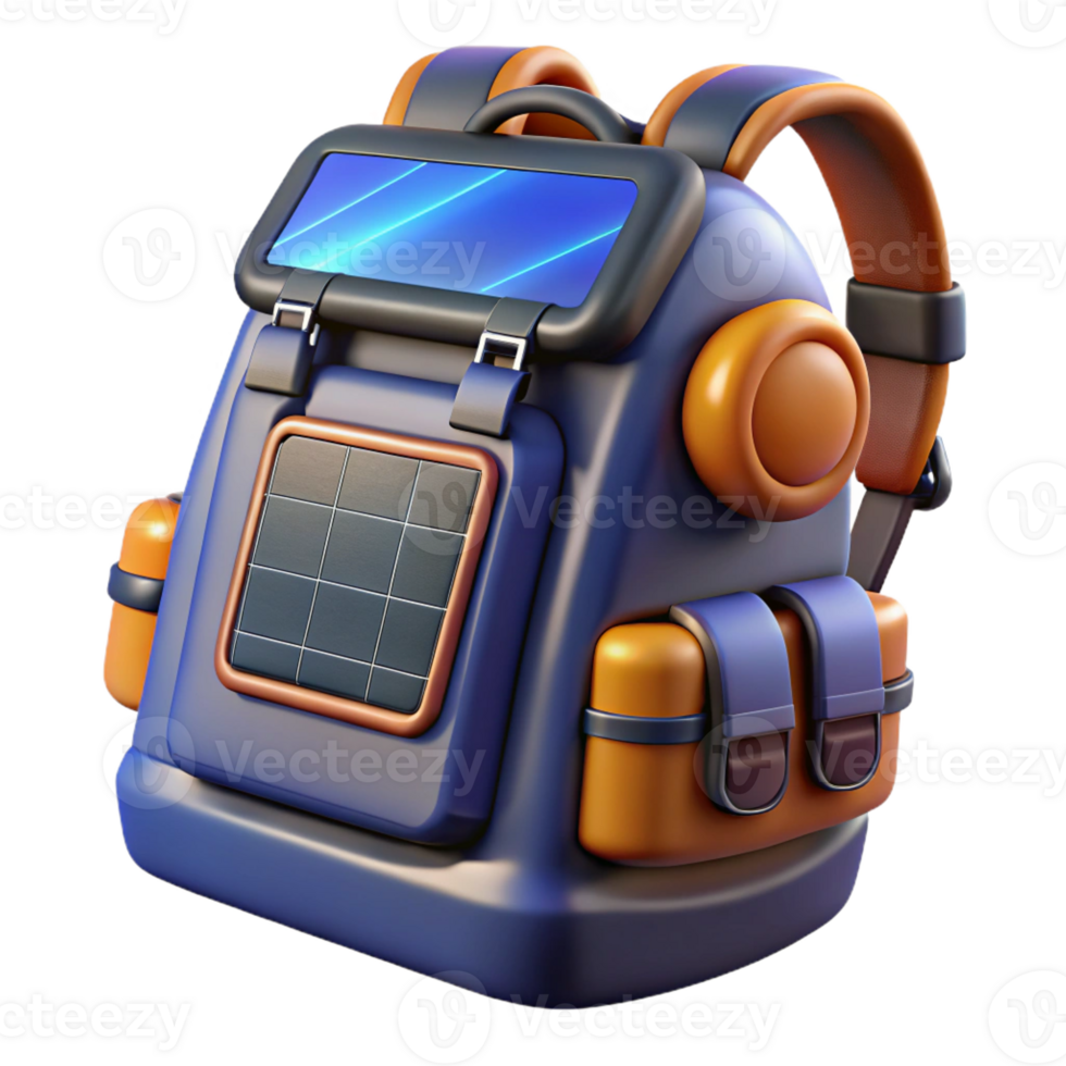 elegant creative Cyberpunk backpack with integrated solar panels professional png
