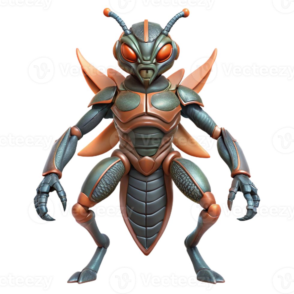 beautiful creative Alien insect creature, chitinous armor, multiple limbs authentic png