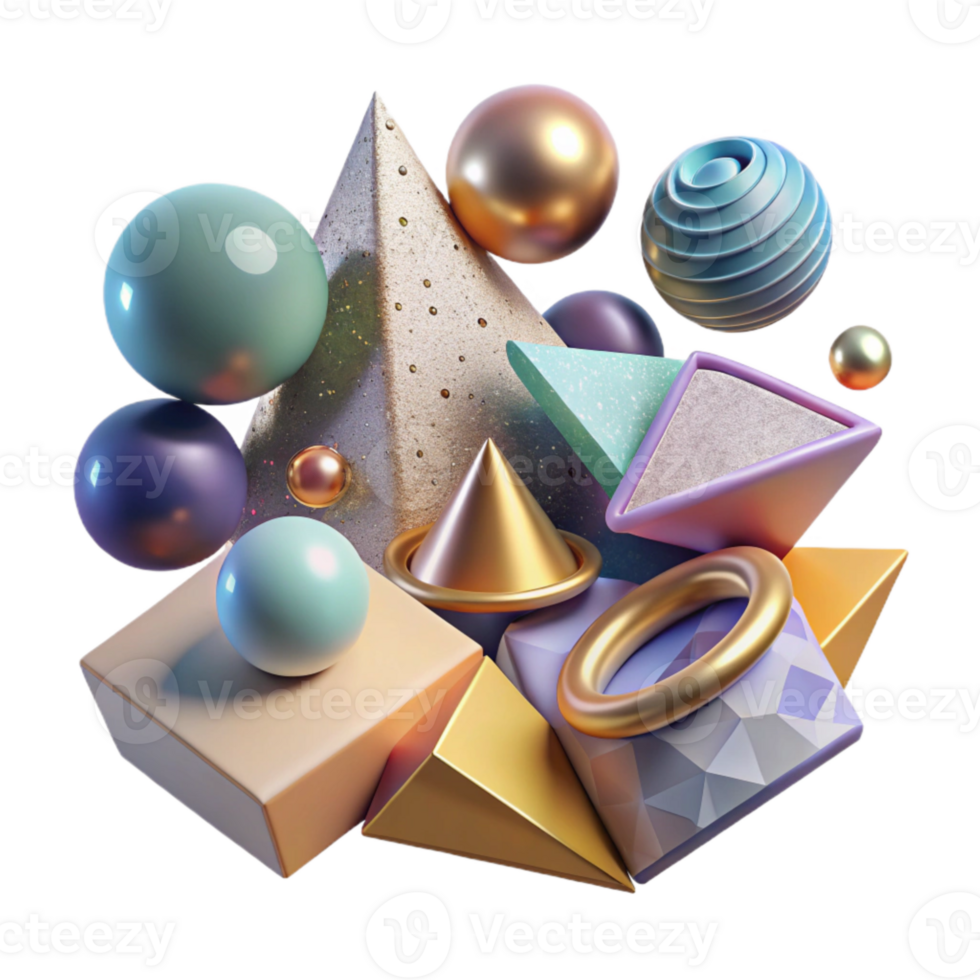 serene artistic Geometric Shapes on Transparent Background Cutout for Versatile Use high resolution png