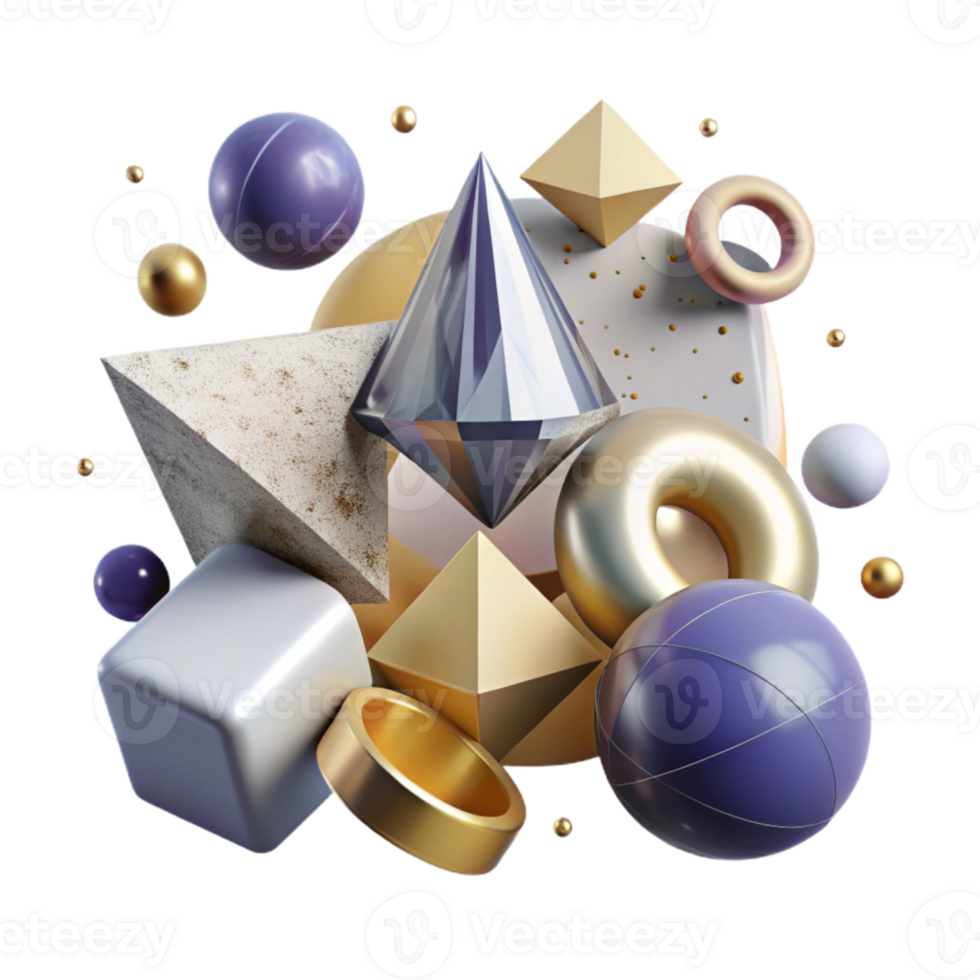 impressive vintage Geometric Shapes Set Cutout for Math or Design Projects png