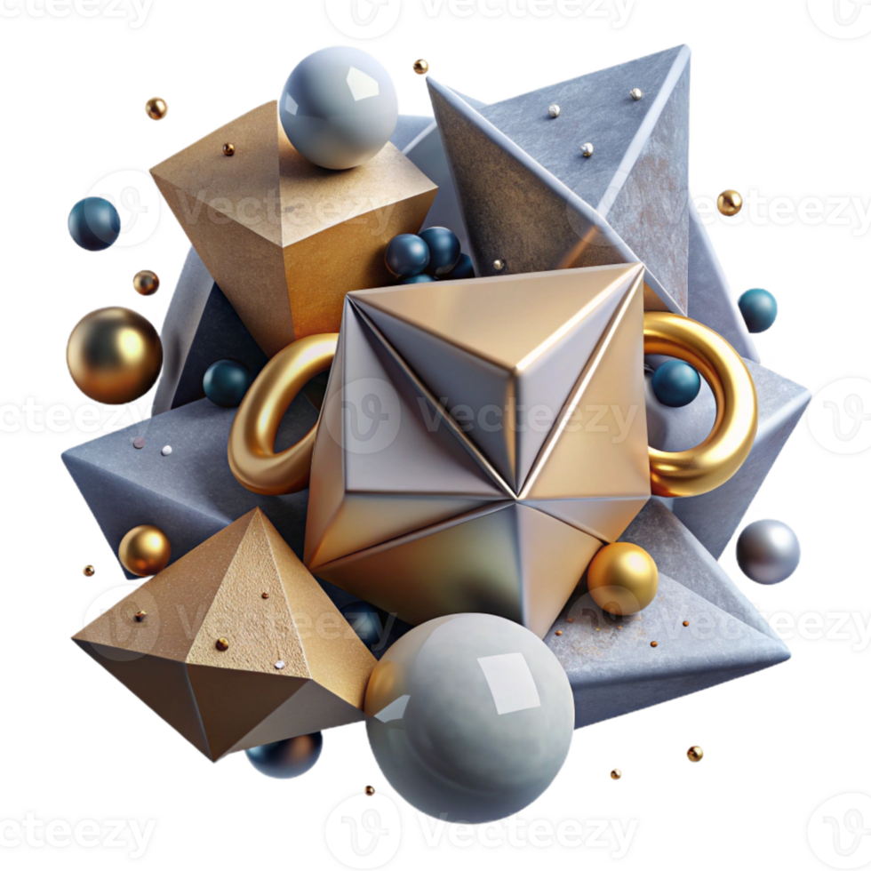 stunning artistic Geometric Shapes with 3d Extrude Effect Cutout for Dynamic Look high resolution png
