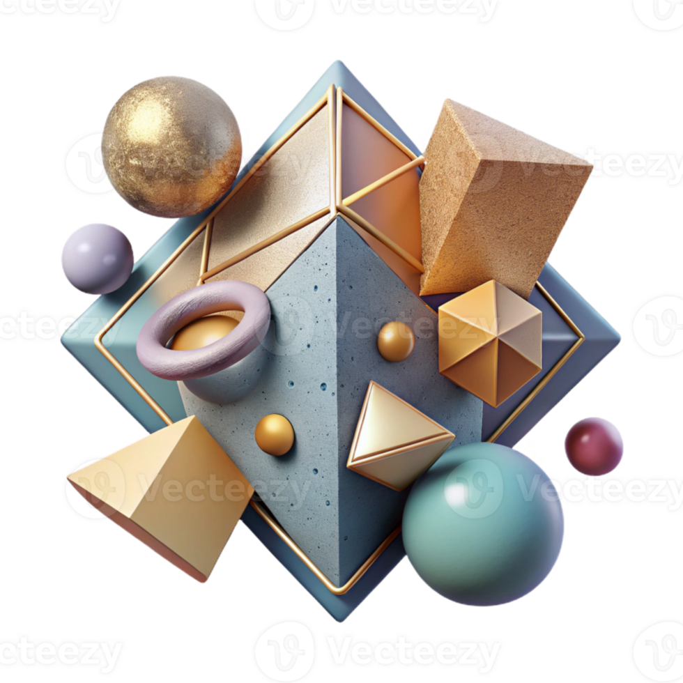 dramatic modern Geometric Shapes with Labels Isolated for Educational Charts detailed png