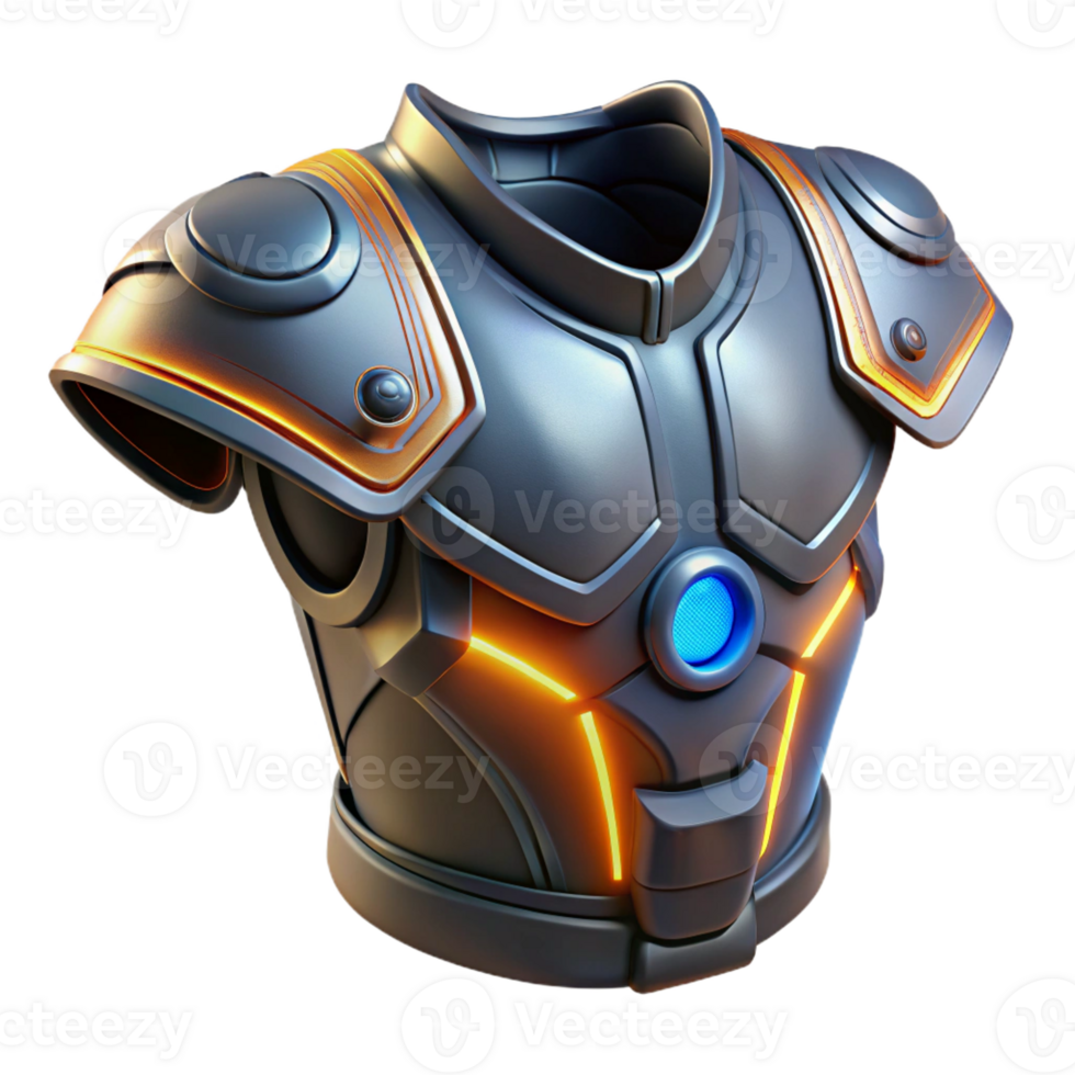 beautiful modern Sci-fi shoulder pad, armored plating, glowing lights professional png