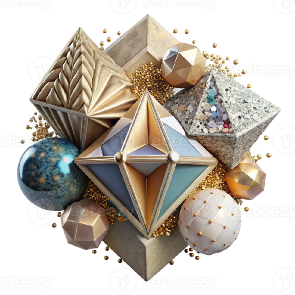 impressive modern Geometric Shapes with Mosaic Pattern Isolated for Decorative Art professional png