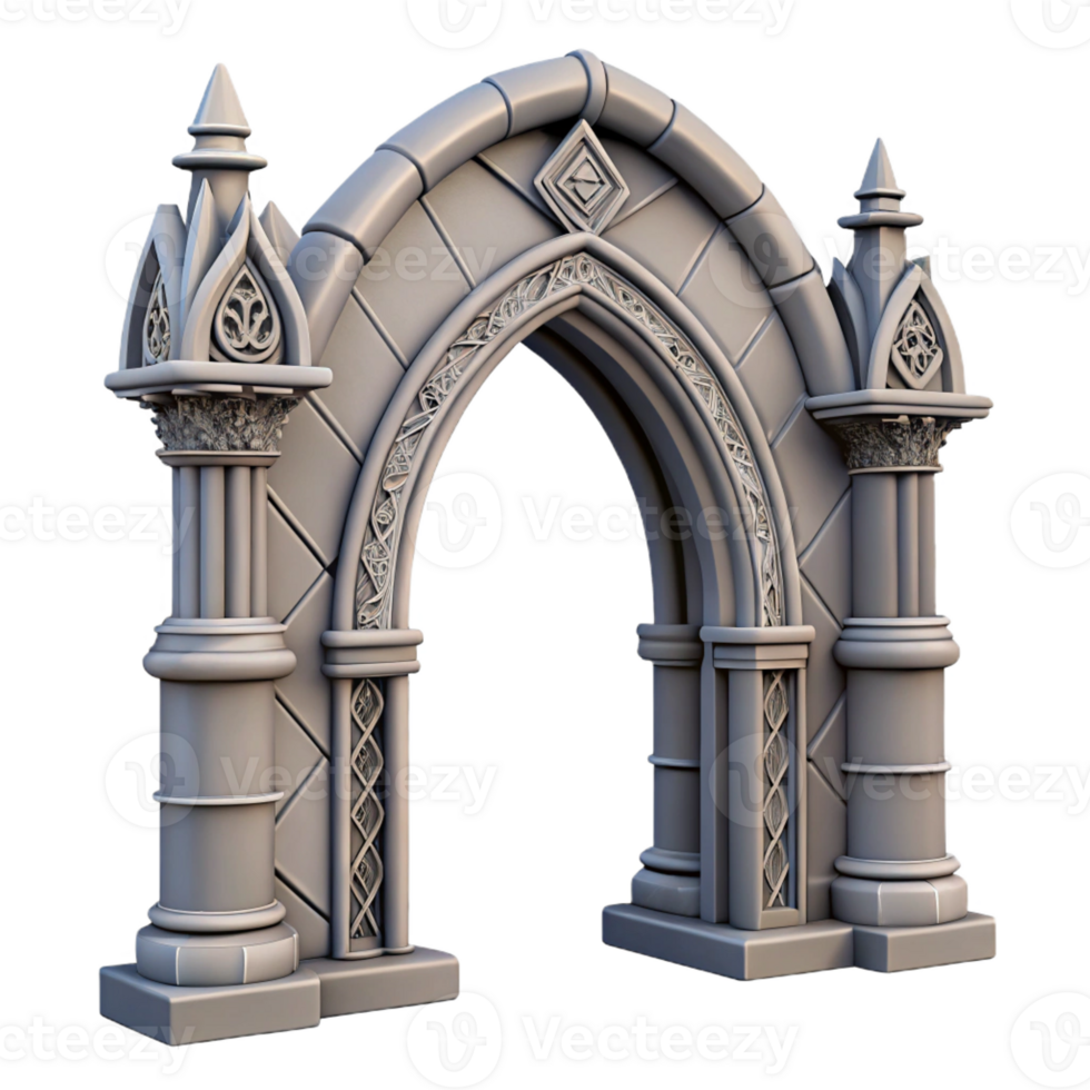 vibrant traditional Gothic archway, detailed stone carving genuine png