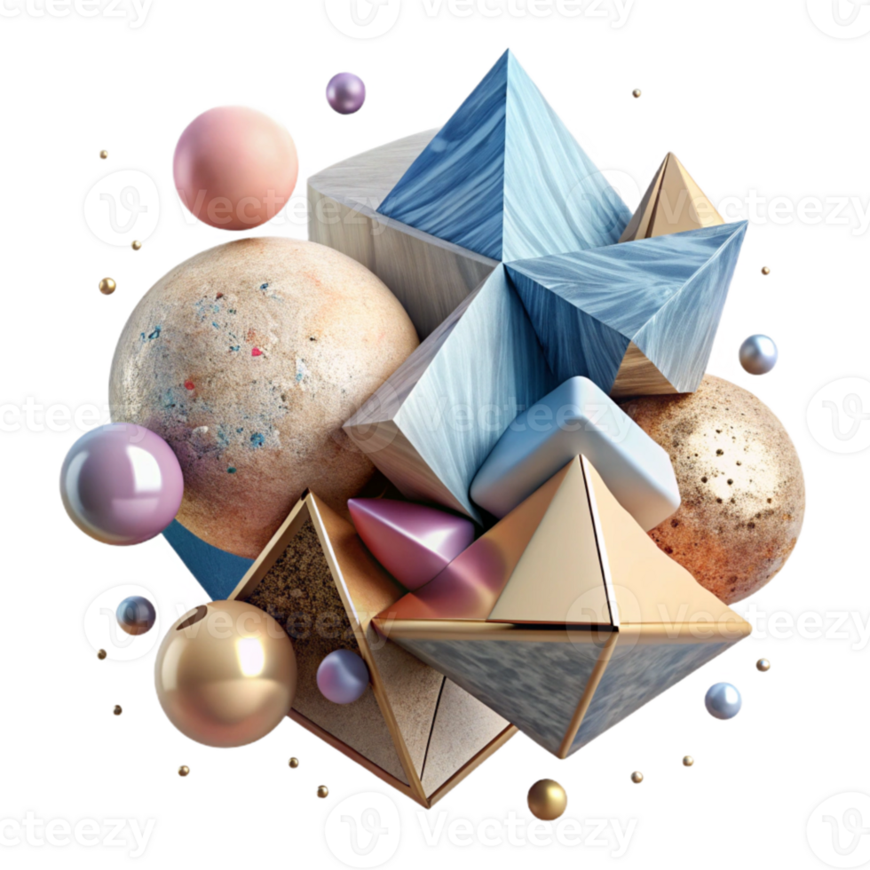 beautiful artistic Geometric Shapes with Watercolor Texture Isolated for Creative Design authentic png