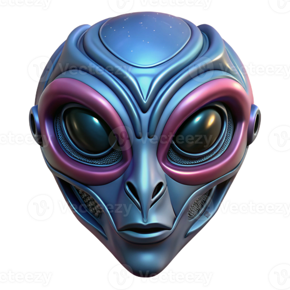 impressive minimalist Alien mask with intricate carvings 4K png